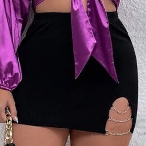 High Waist Chain Mini Skirt